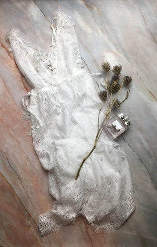 Fleur Chemise in Blanc Full Lace - Nightingale Intimates